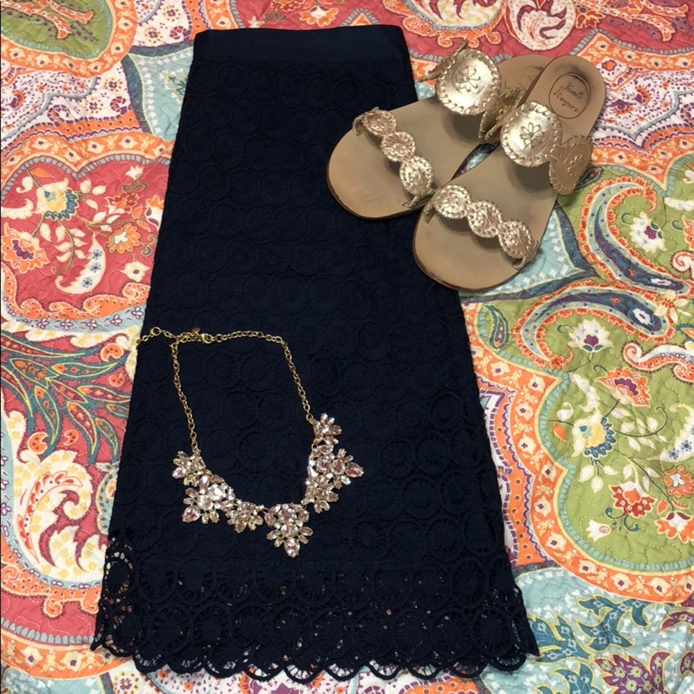 Loft Navy Lace Skirt